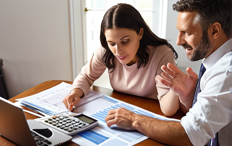 **A supportive team surrounding a woman calculating her budget, with a financial advisor, accountant, and mentor, bathed in warm, encouraging light. The scene should evoke trust and empowerment.** (Focus: teamwork, financial planning)