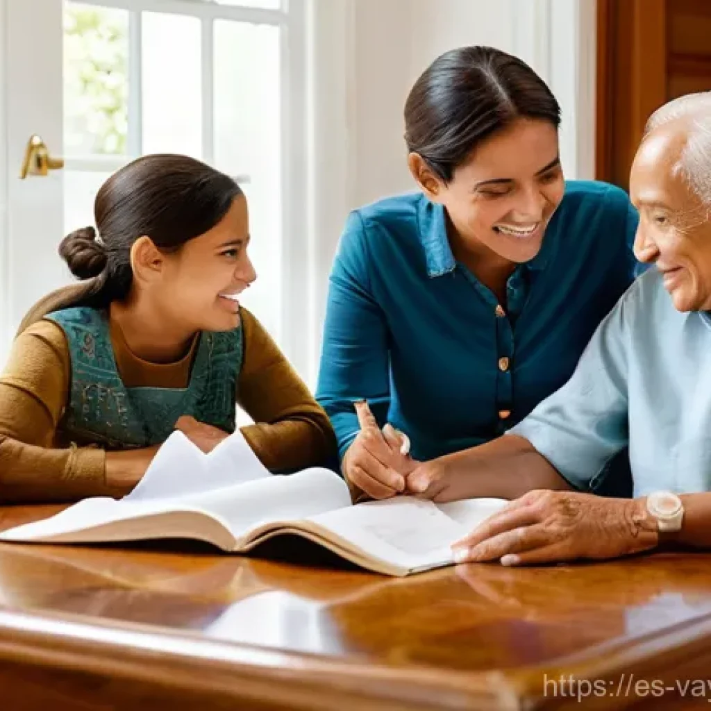 가치 기반 재정계획의 법적 고려사항 - **Prompt:** A heartwarming and aspirational scene of a diverse Hispanic family spanning three genera...
