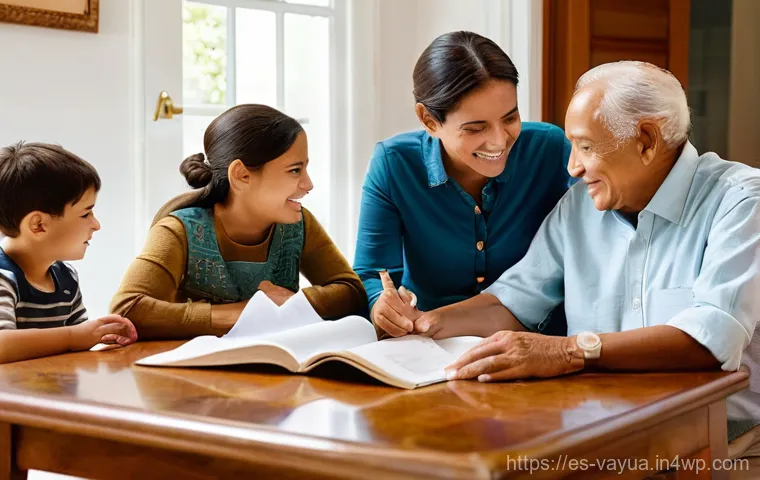 가치 기반 재정계획의 법적 고려사항 - **Prompt:** A heartwarming and aspirational scene of a diverse Hispanic family spanning three genera...