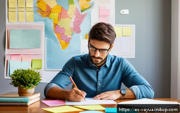 가치 기반 재정계획을 위한 체크리스트 - A warm, inviting home office scene with a Spanish-speaking adult thoughtfully creating a mind map on...